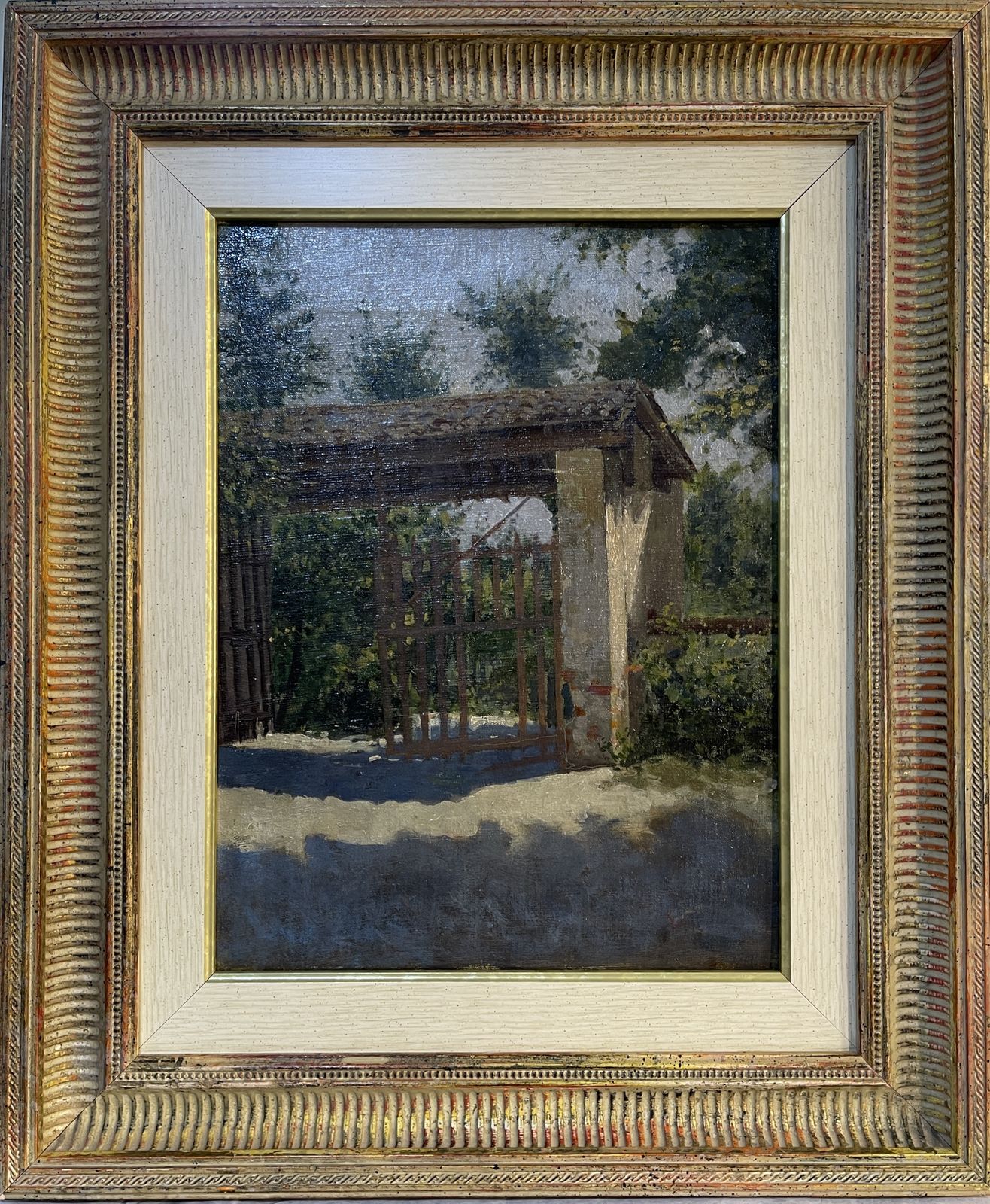 Oil Painting On Canvas, Early 20th Century, Country Gate photo for sale