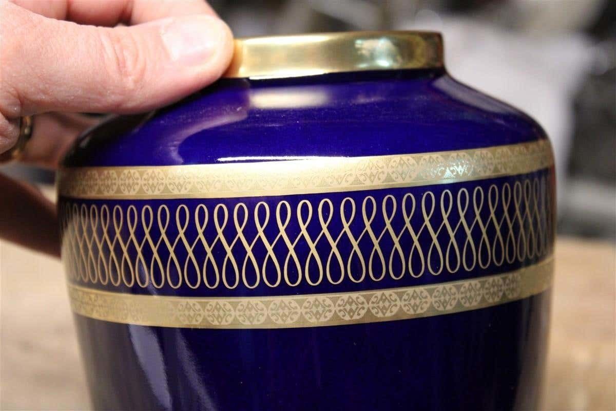 Vase Urn Bavaria Design 1950s Blu Cobal Gold 24 Kt Germany Kpm photo Home Decor