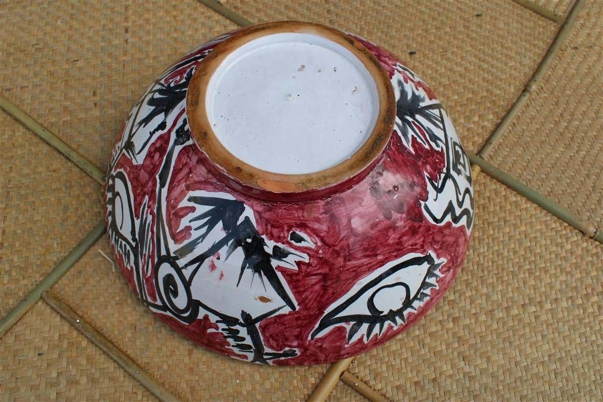 Round Big Decorative Bowls Mid Century Italian Design Red Marino Marini Attribu photo vinterior