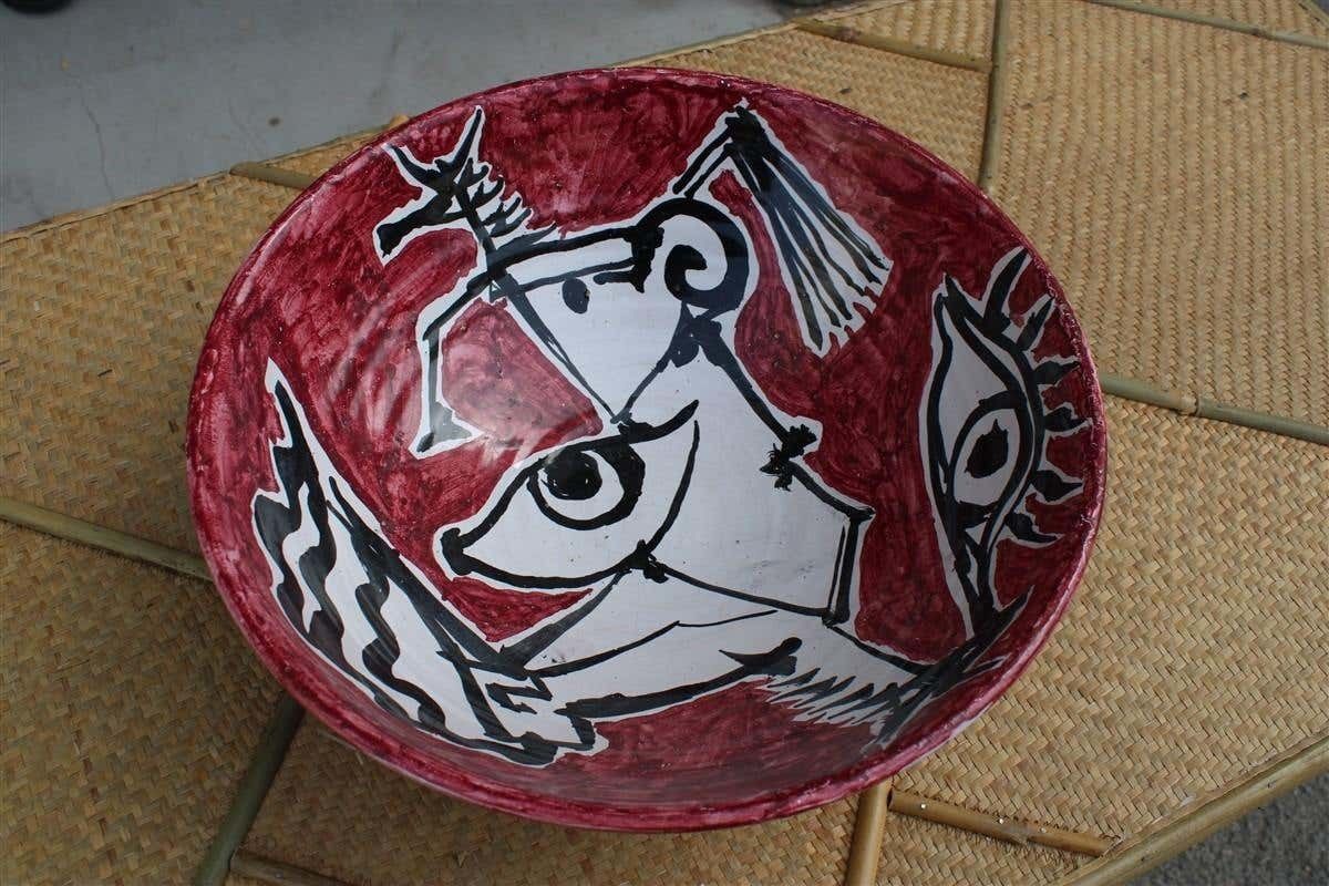 1520.0 Round Big Decorative Bowls Mid Century Italian Design Red Marino Marini Attribu photo