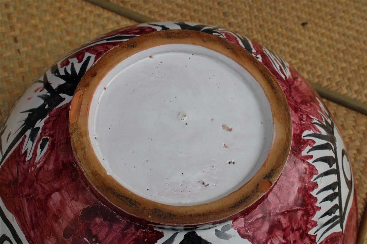 photo vinterior Round Big Decorative Bowls Mid Century Italian Design Red Marino Marini Attribu