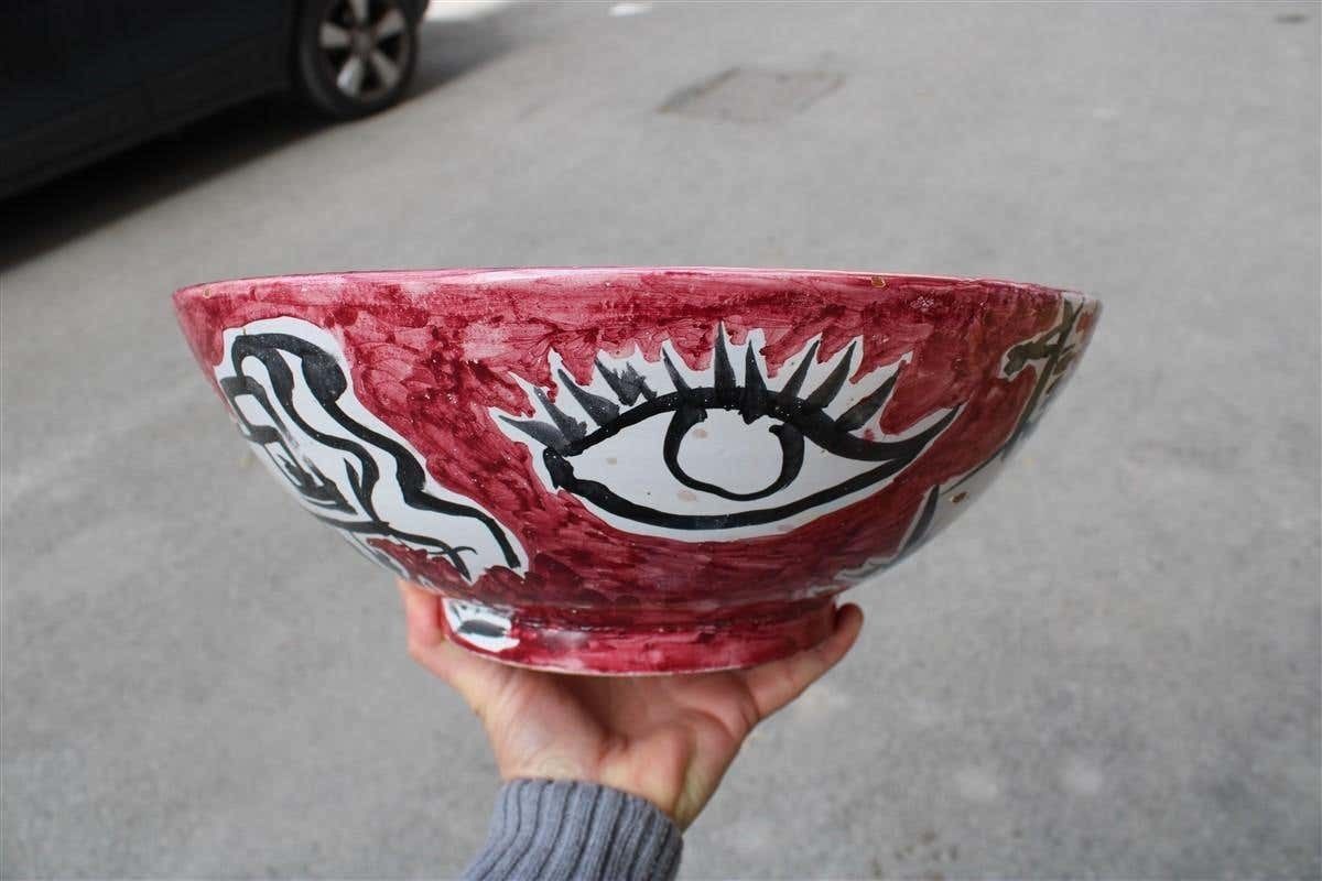 photo buy Round Big Decorative Bowls Mid Century Italian Design Red Marino Marini Attribu