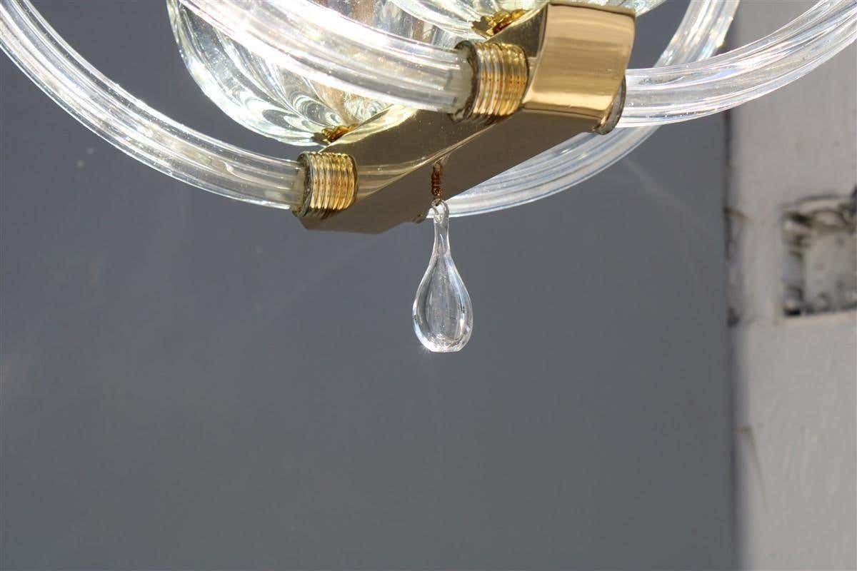 Round Chandelier Italian Murano Barovier Brass And Murano Glass 1940 Art Deco photo Lighting