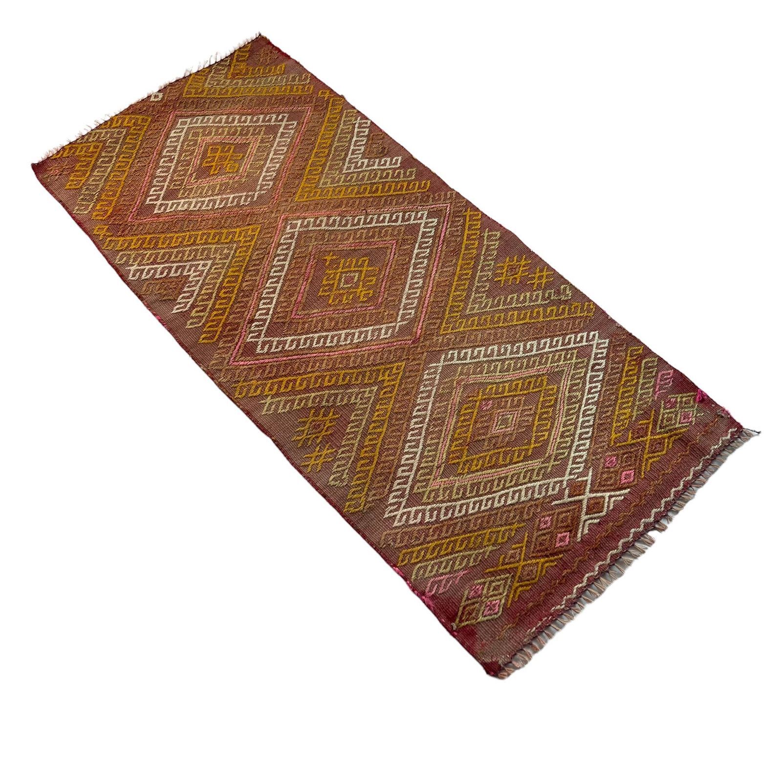 Traditional Turkish Mini Kilim Rug ,Vintage Anatolian Turkish Kelim 101x47 Cm photo Textiles