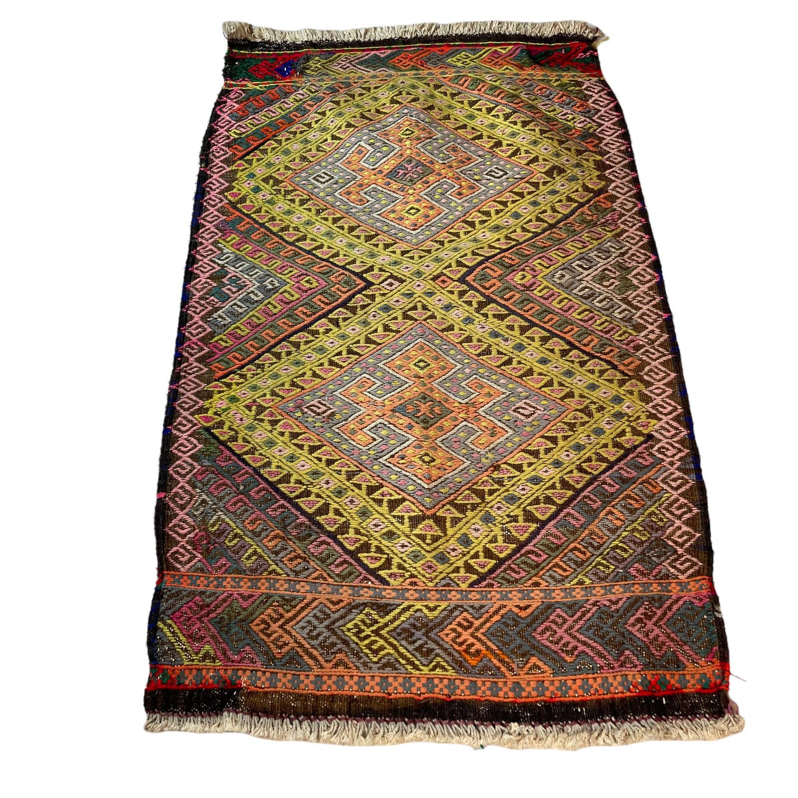 Traditional Turkish Mini Kilim Rug ,Vintage Anatolian Turkish Kelim 97x58 Cm photo Textiles