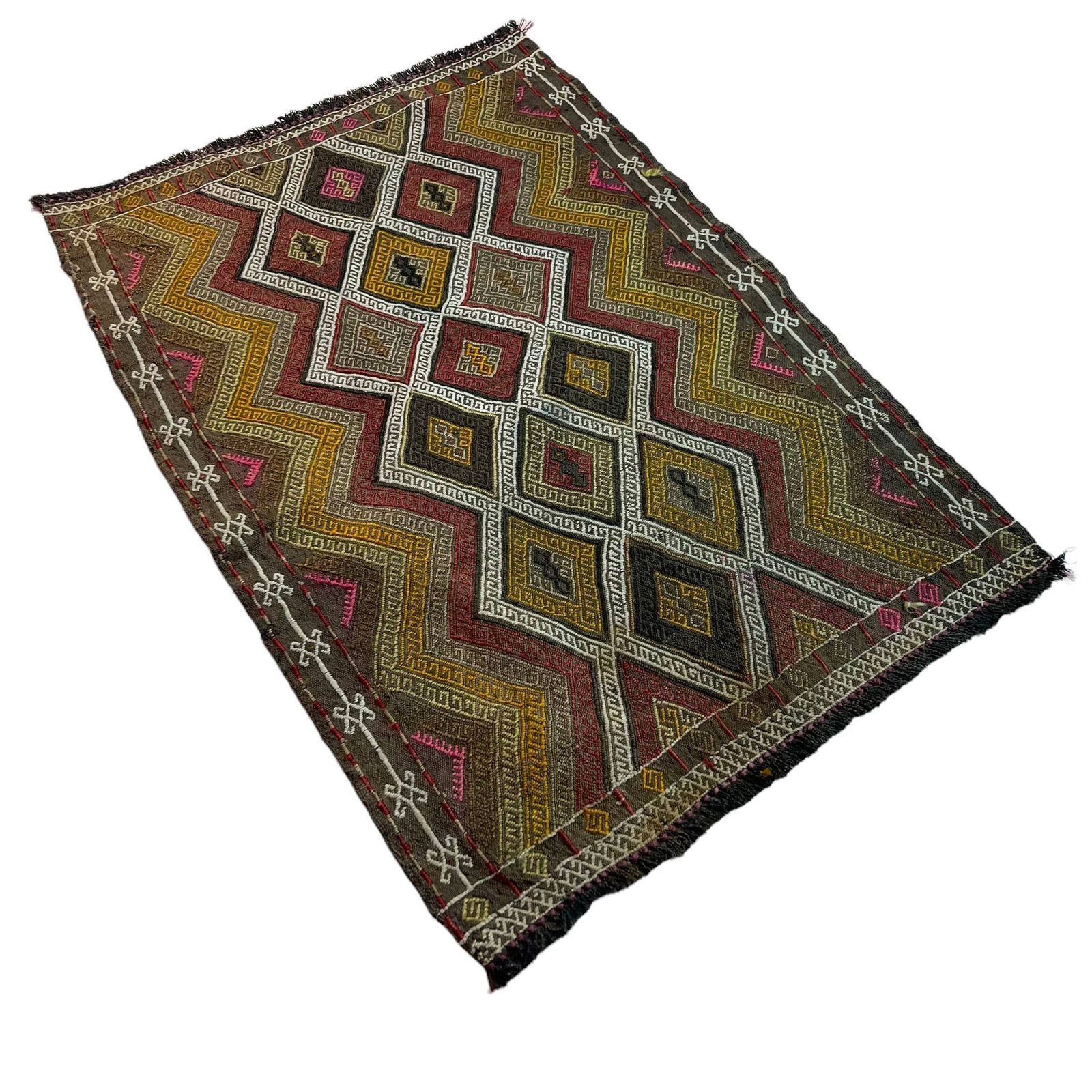Traditioneel Turks Mini Kilimkleed, Vintage Anatolisch Turks Kelim 78x54 Cm photo vinterior
