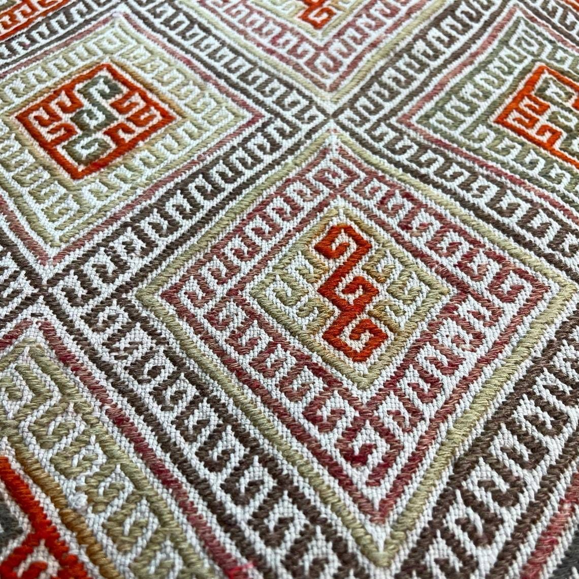 Traditional Turkish Mini Kilim Rug ,Vintage Anatolian Turkish Kelim 85 X 46 Cm photo vinterior