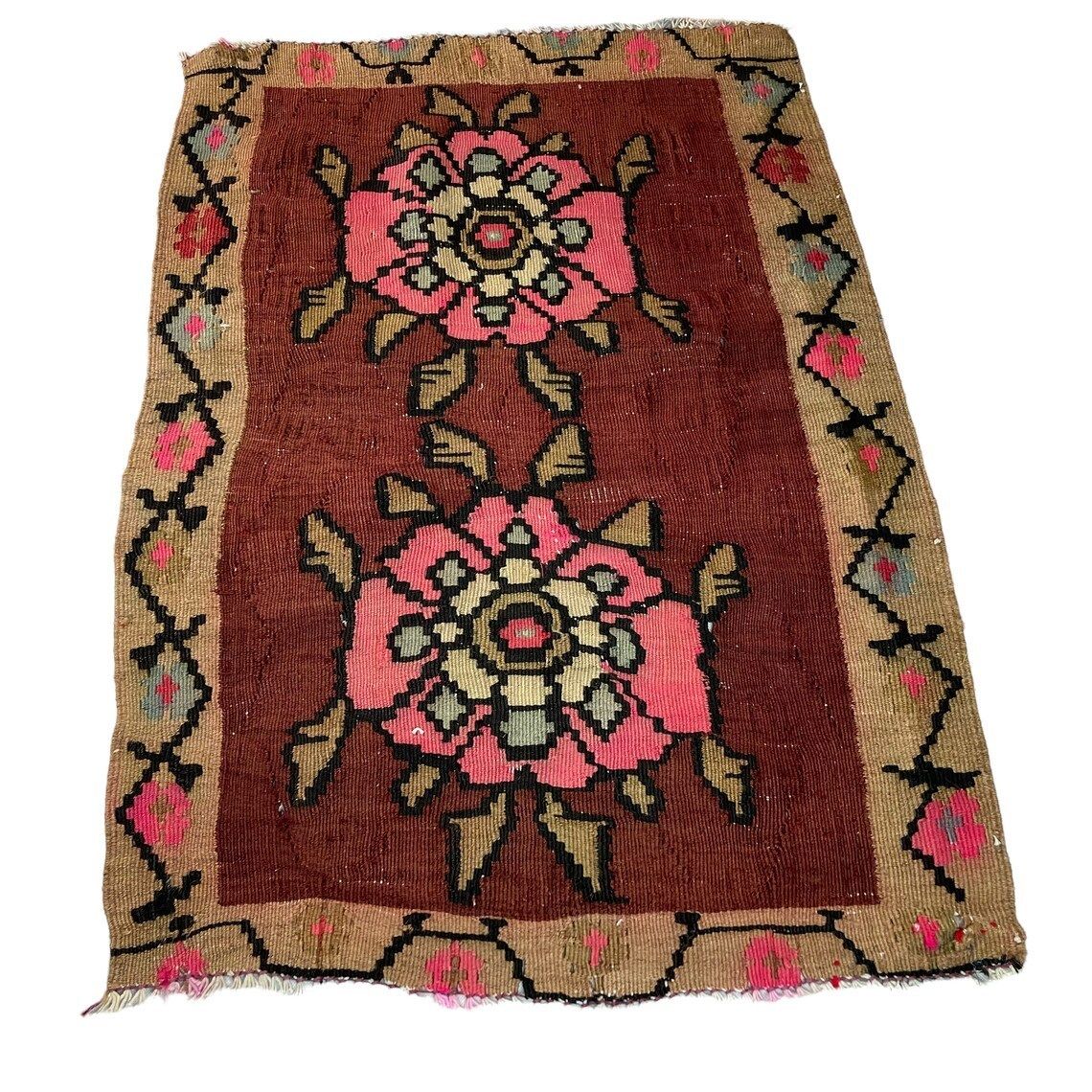 Traditional Turkish Mini Kilim Rug ,Vintage Anatolian Turkish Kelim 94 X 66 Cm photo Textiles