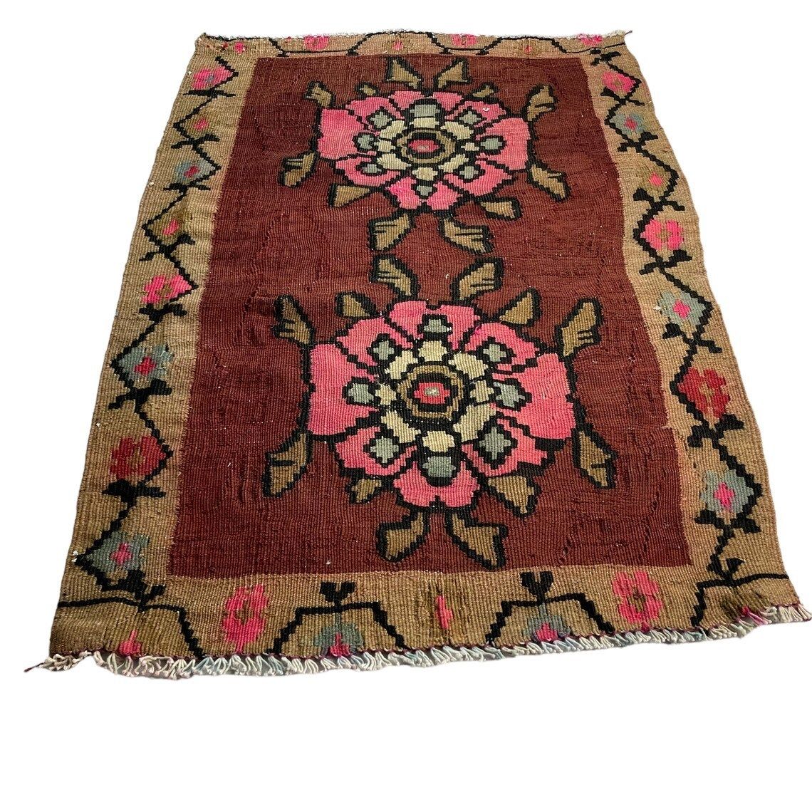 photo for sale Traditional Turkish Mini Kilim Rug ,Vintage Anatolian Turkish Kelim 94 X 66 Cm