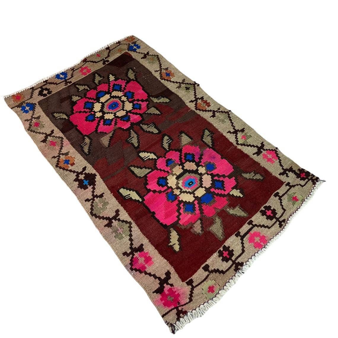 photo furniture Traditioneel Turks Mini Kilimkleed, Vintage Anatolisch Turks Kelim 96 X 56 Cm