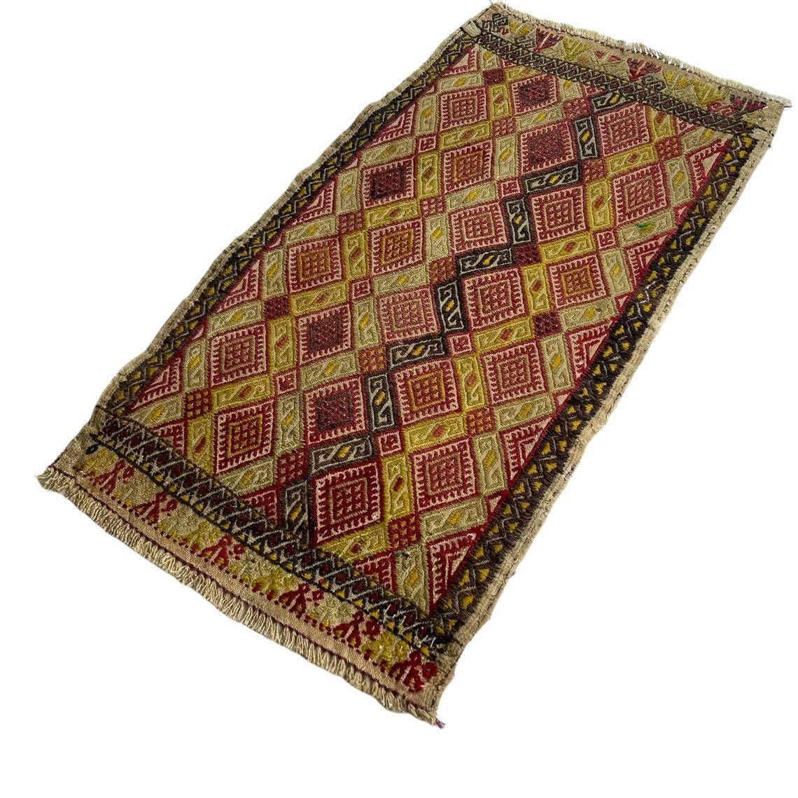Traditional Turkish Mini Kilim Rug ,Vintage Anatolian Turkish Kelim 91 X 48 Cm photo vintage