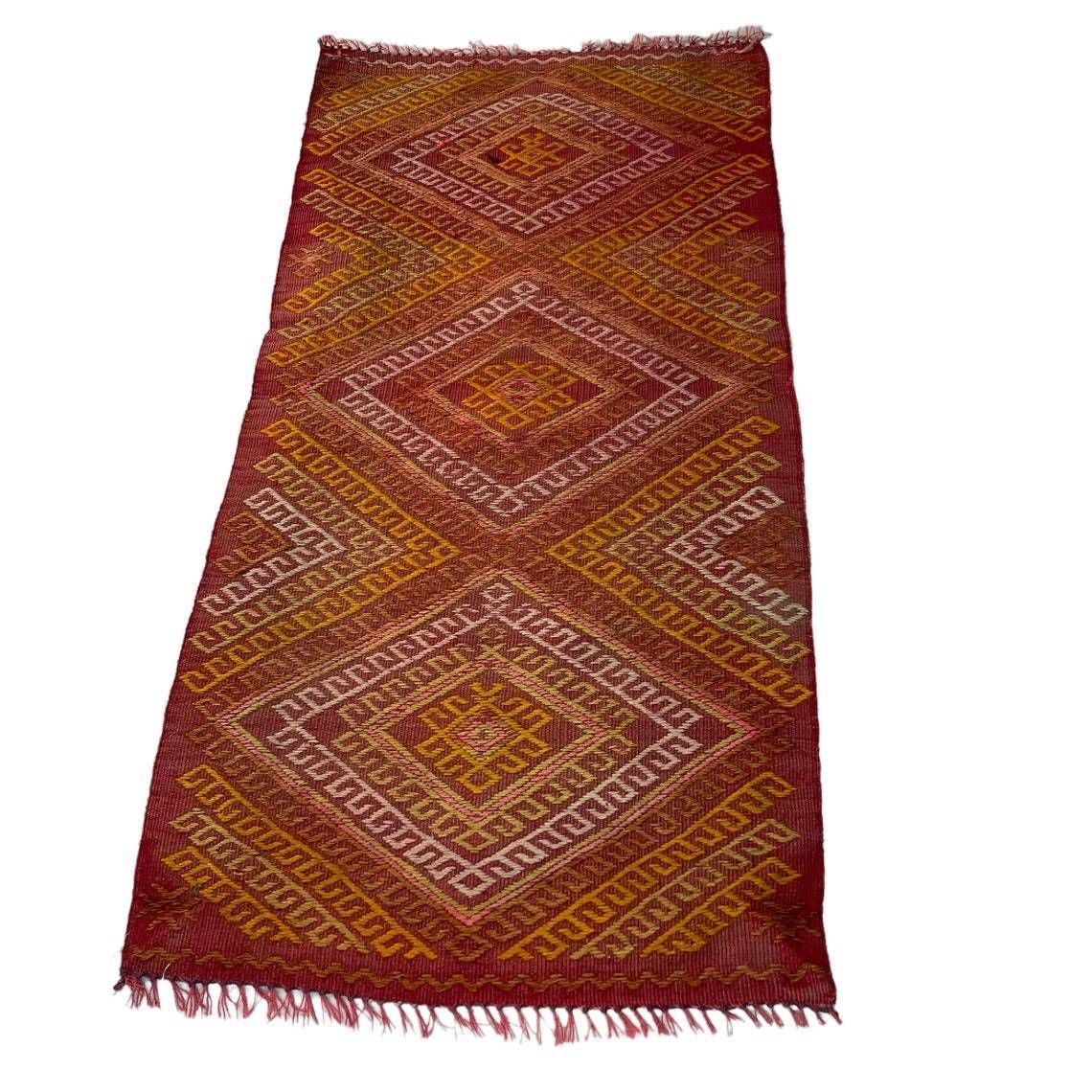 photo for sale Traditioneel Turks Mini Kilimkleed, Vintage Anatolisch Turks Kelim 96 X 47 Cm