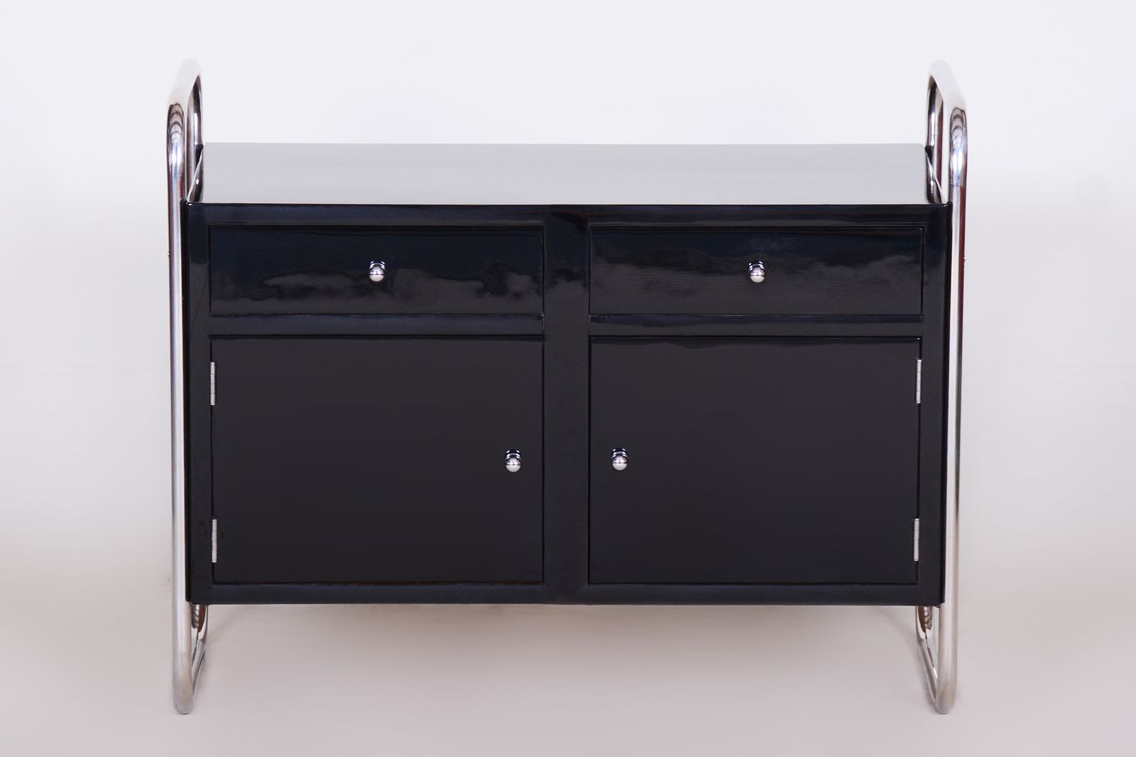 Small Black Slezak Cabinet Made In 1930s Czechia. photo furniture