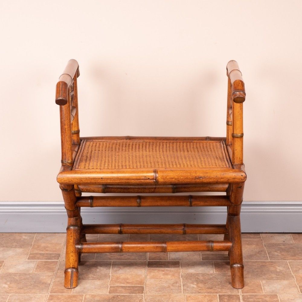 Bamboo Hall Bench With Cane Seat photo 650.0