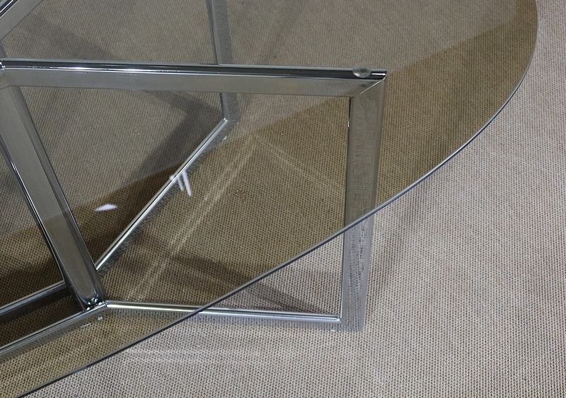 Modernist Table In Chromed Metal And Smoked Glass, 1970s photo 6241.8