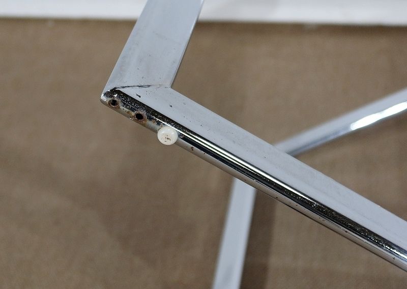 6241.8 Modernist Table In Chromed Metal And Smoked Glass, 1970s photo