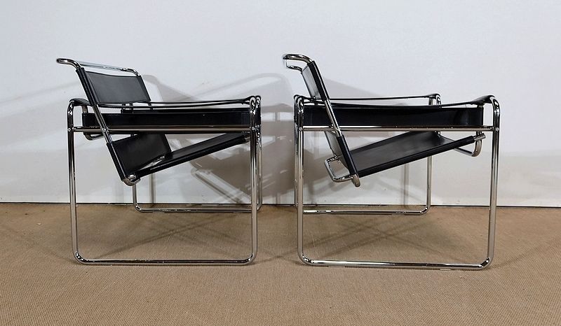 Pair Of Important Wassily B3 Armchairs By M. Breuer, Early 20th Century photo for sale