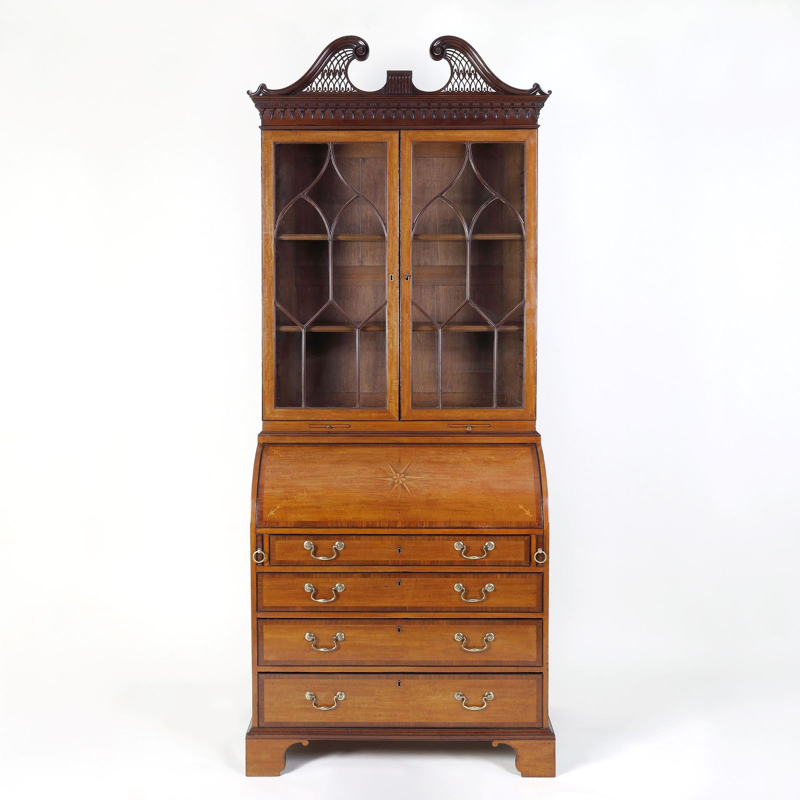 Satinwood And Mahogany 18th Century Bureau Bookcase Attributable To Thomas Shearer