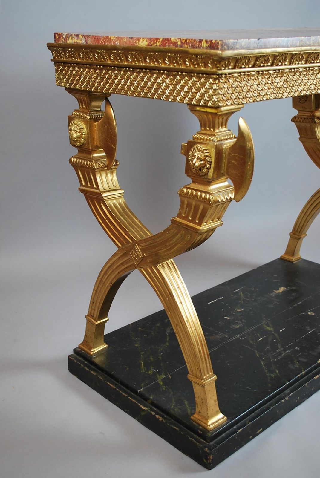 photo for sale Console In Golden Wood And Marble Top, Sweden , Circa 1800