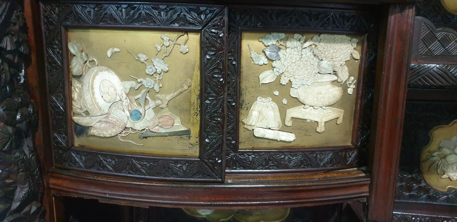 photo for sale Large Meji Period Shibayama Cabinet