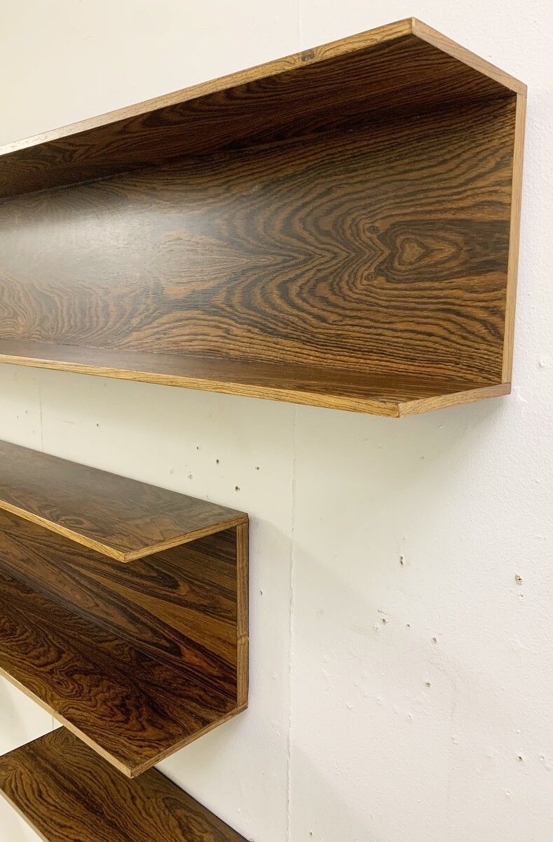 Set Of 4 Mid Century Wooden Shelves photo vintage