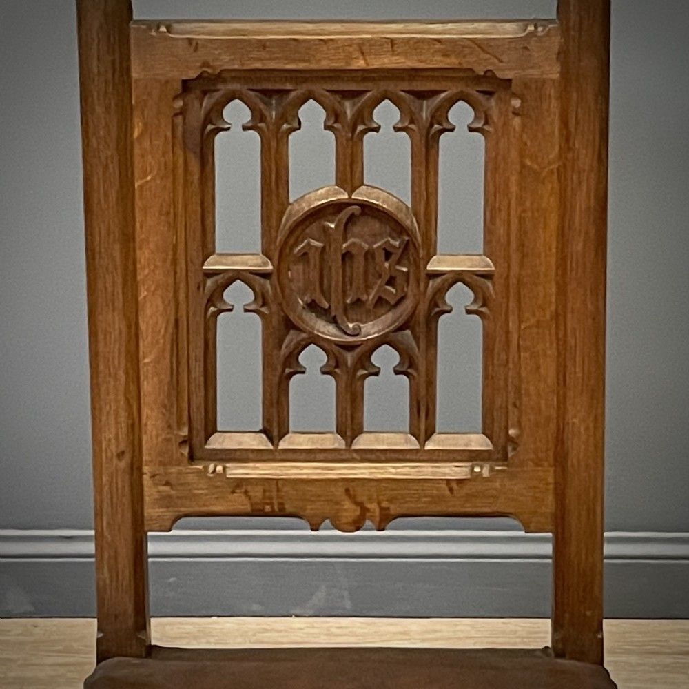Attractive Antique Rustic Flemish Victorian Carved Oak Gothic Hall Church Chair photo 175.0