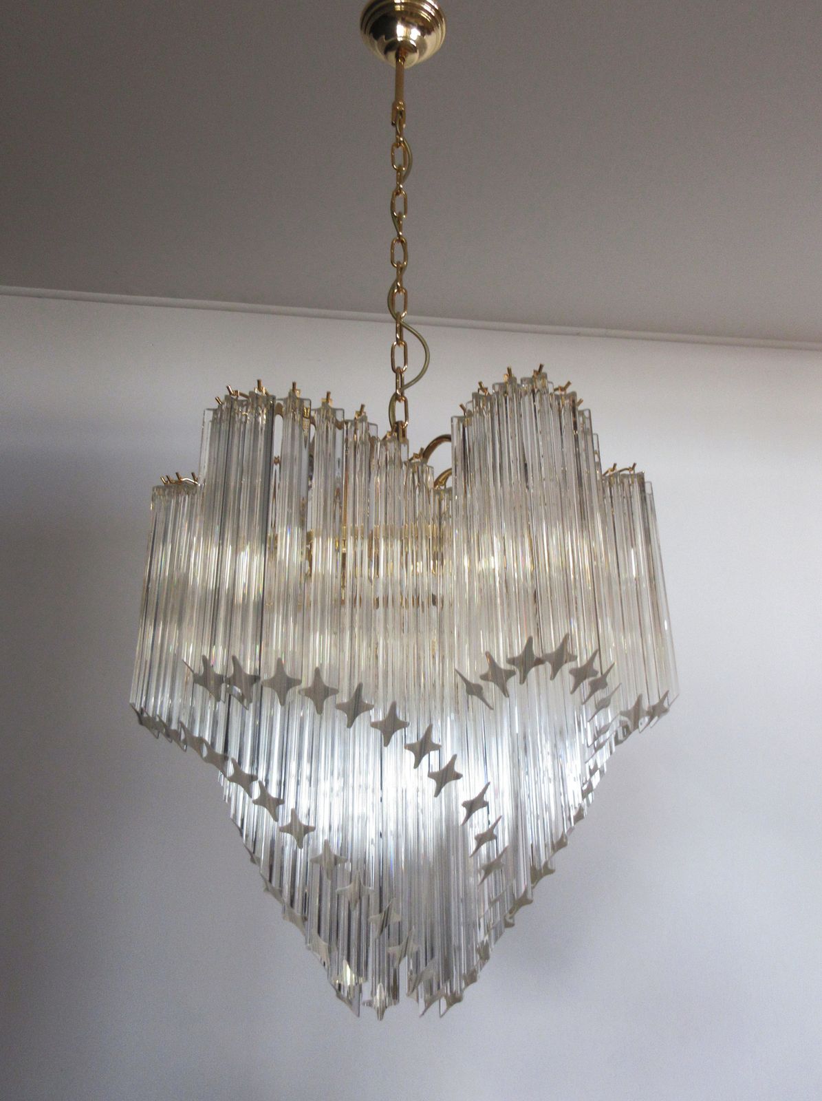 Modern Quadriedri Murano Glass Chandelier   114 Trasparent Prism Quadriedri photo Lighting