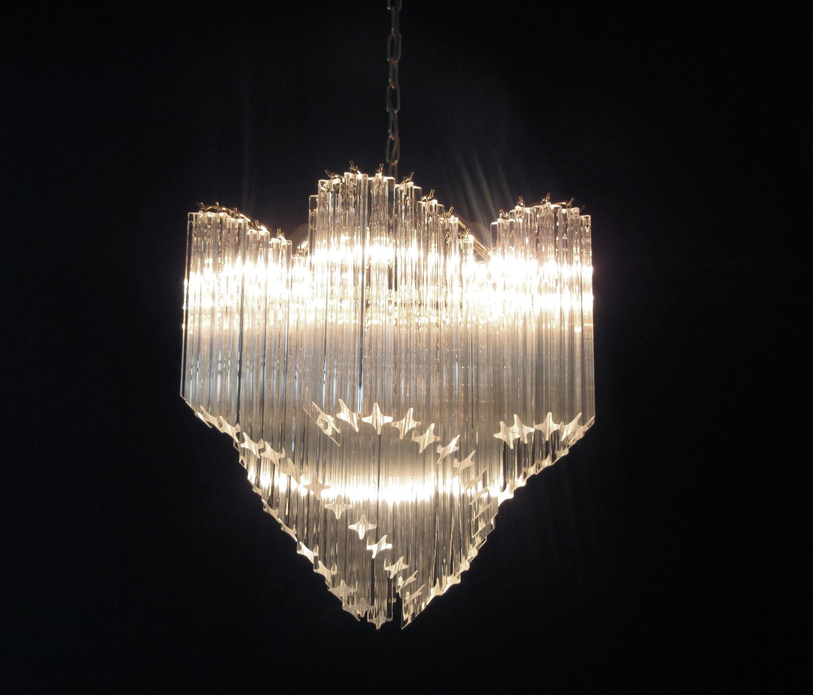 photo vintage Modern Quadriedri Murano Glass Chandelier   114 Trasparent Prism Quadriedri