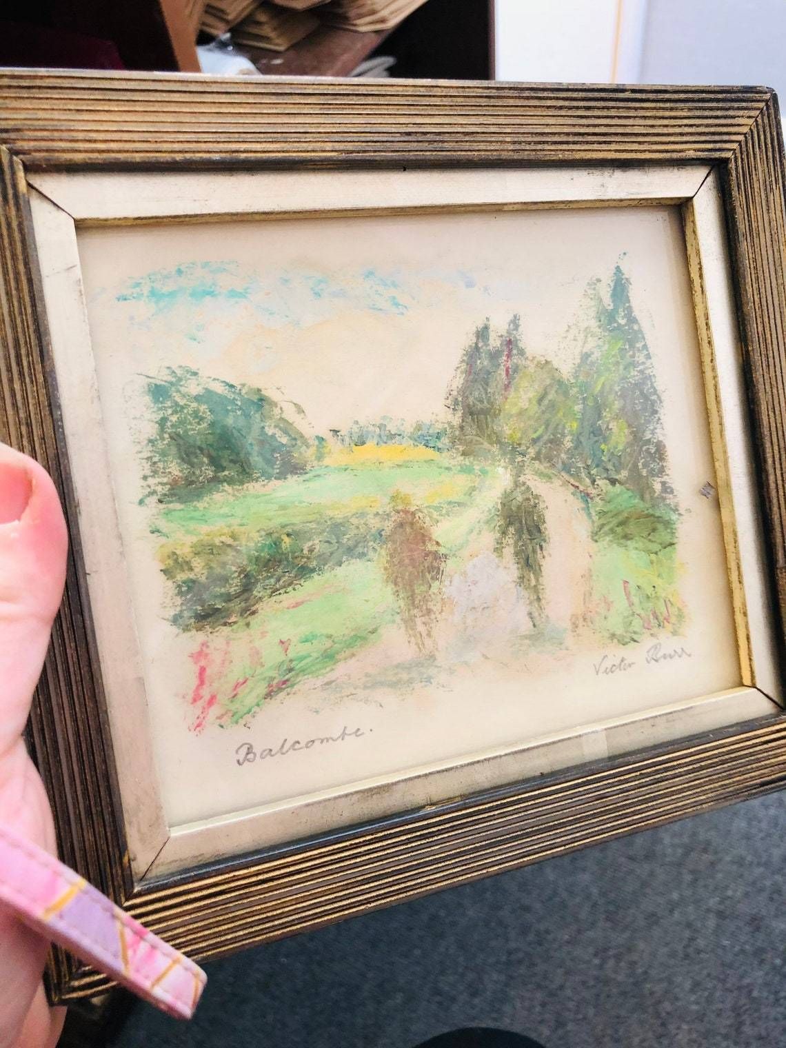 Burr Victor 1908 1993 Original Pastel Sketch Of Balcombe Sussex 1973 In Quality Frame Vibrant Colourful photo furniture
