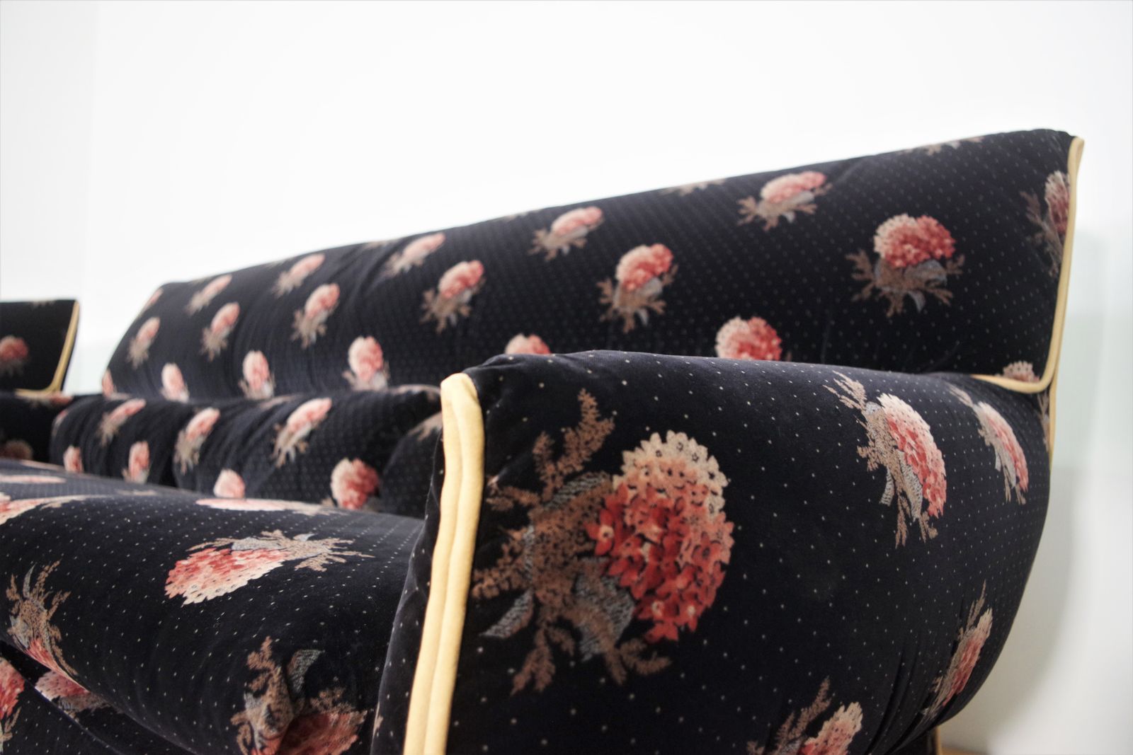 Chenille Flower Sofa, 70s, 1970s photo for sale