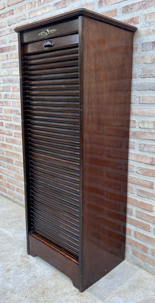 photo for sale Early 20th Century Filing Cabinet With One Roller Louver Door & Eight Shelves