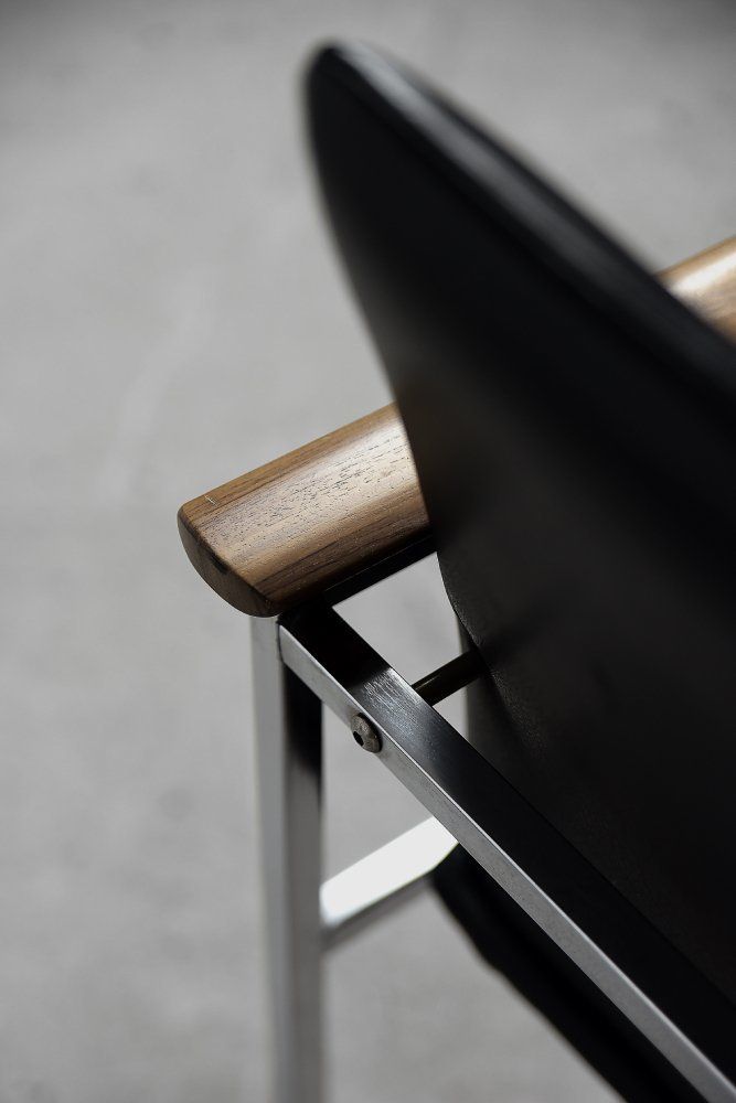 photo for sale Mid Century Scandinavian Black Leather Armchair By Sigvard Bernadotte For France & Søn, 1960s, Set Of 2