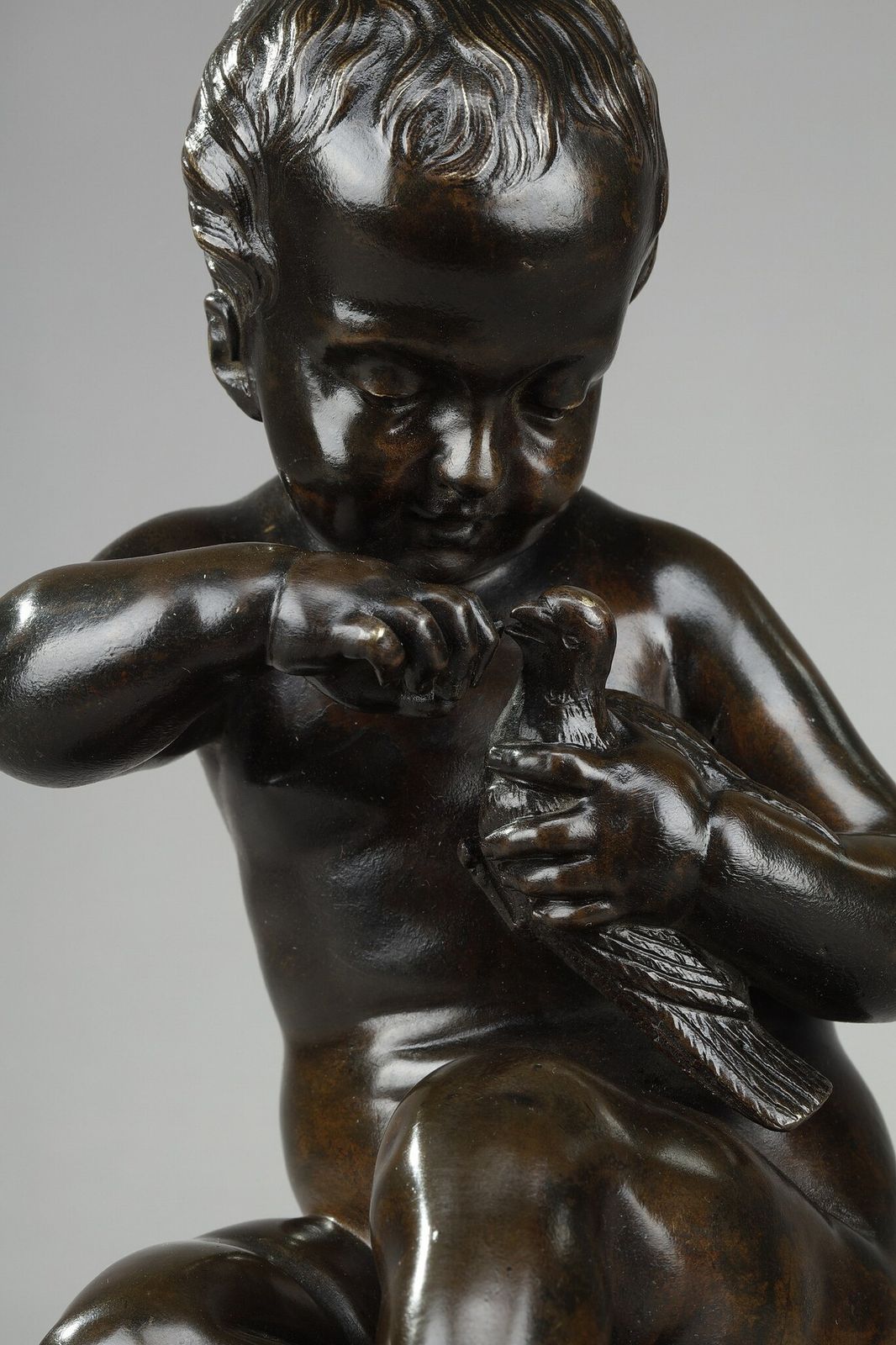 Bronze "The Girl With The Bird And The Shell" After Pigalle photo vintage