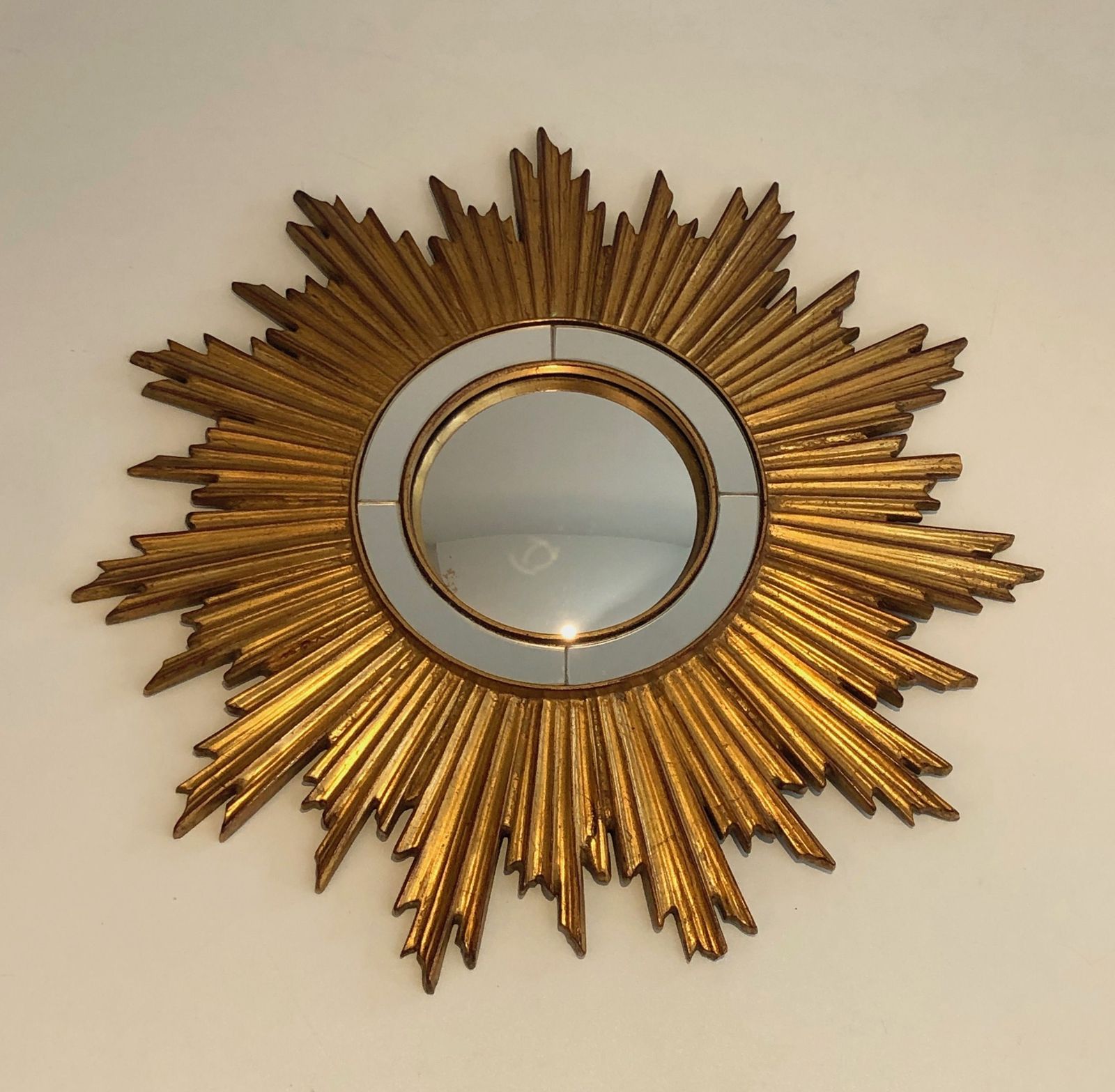 Golden Resin Sun Mirror, 1970s photo furniture