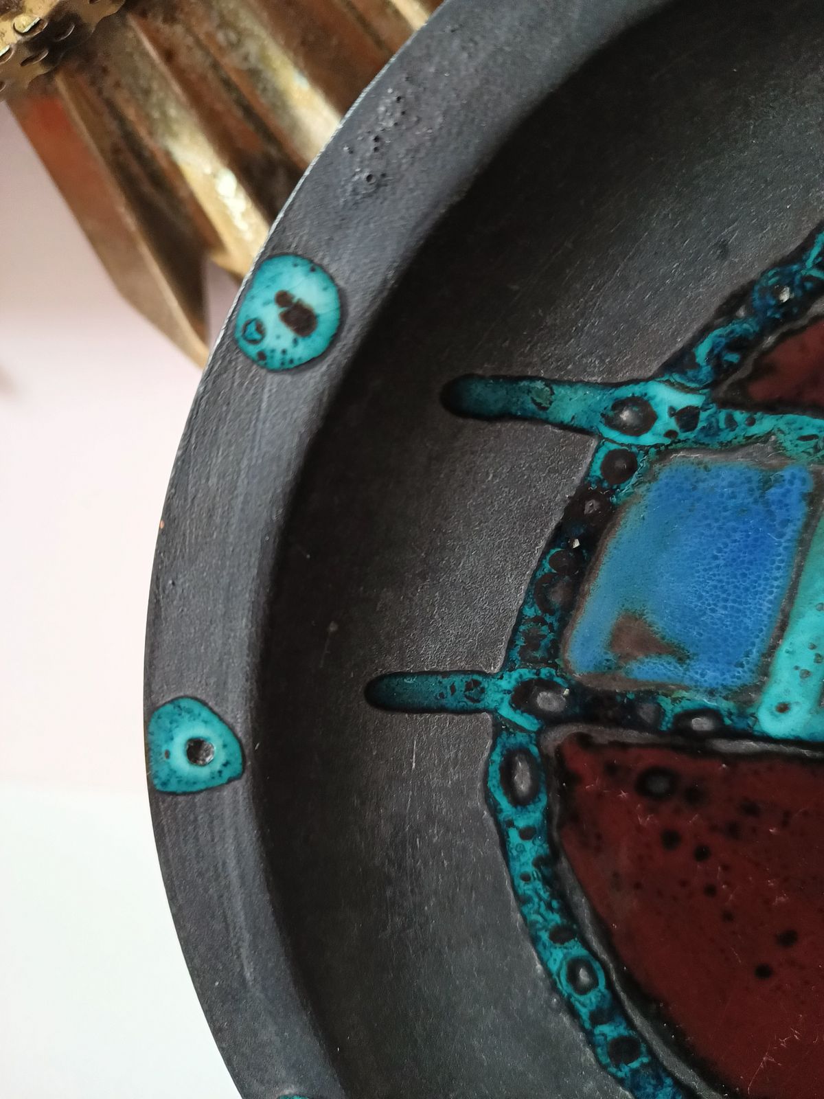 Handpainted Pottery Dish By Louis Yves Bonnet, Hyeres, France C1950 photo for sale