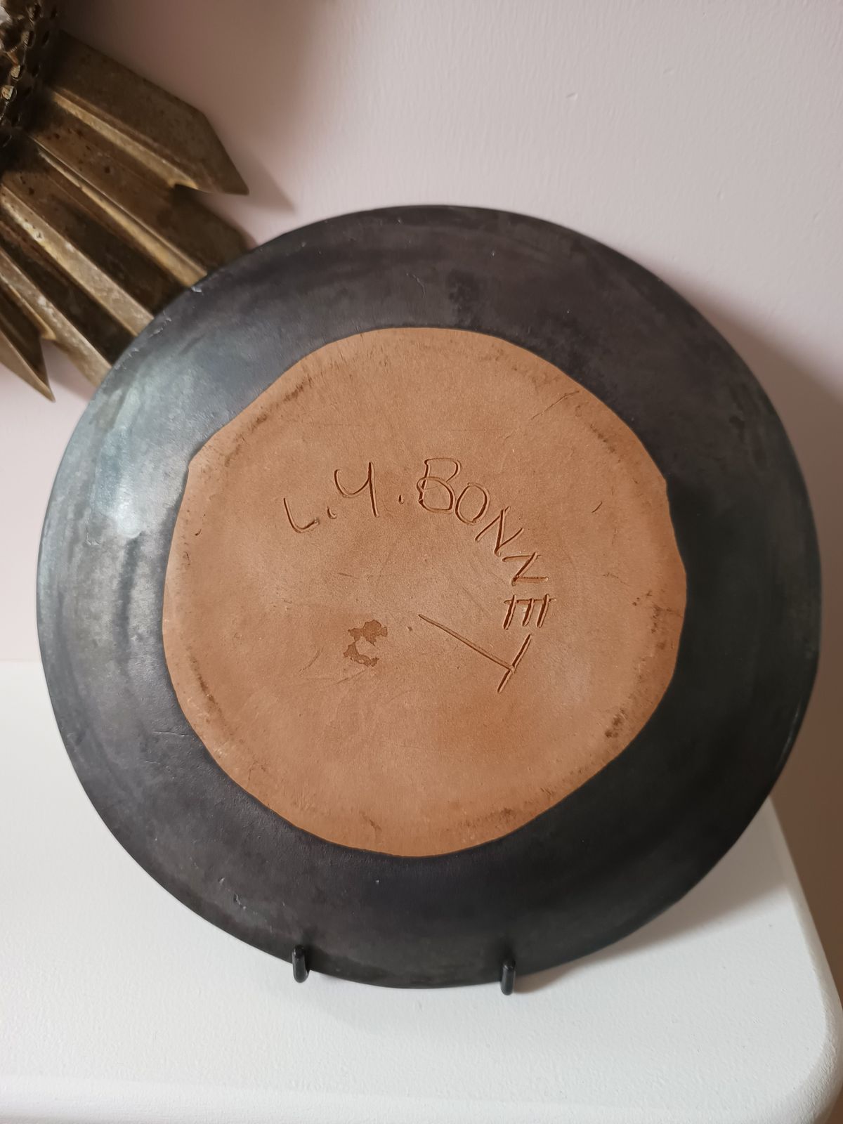 Handpainted Pottery Dish By Louis Yves Bonnet, Hyeres, France C1950 photo 260.0