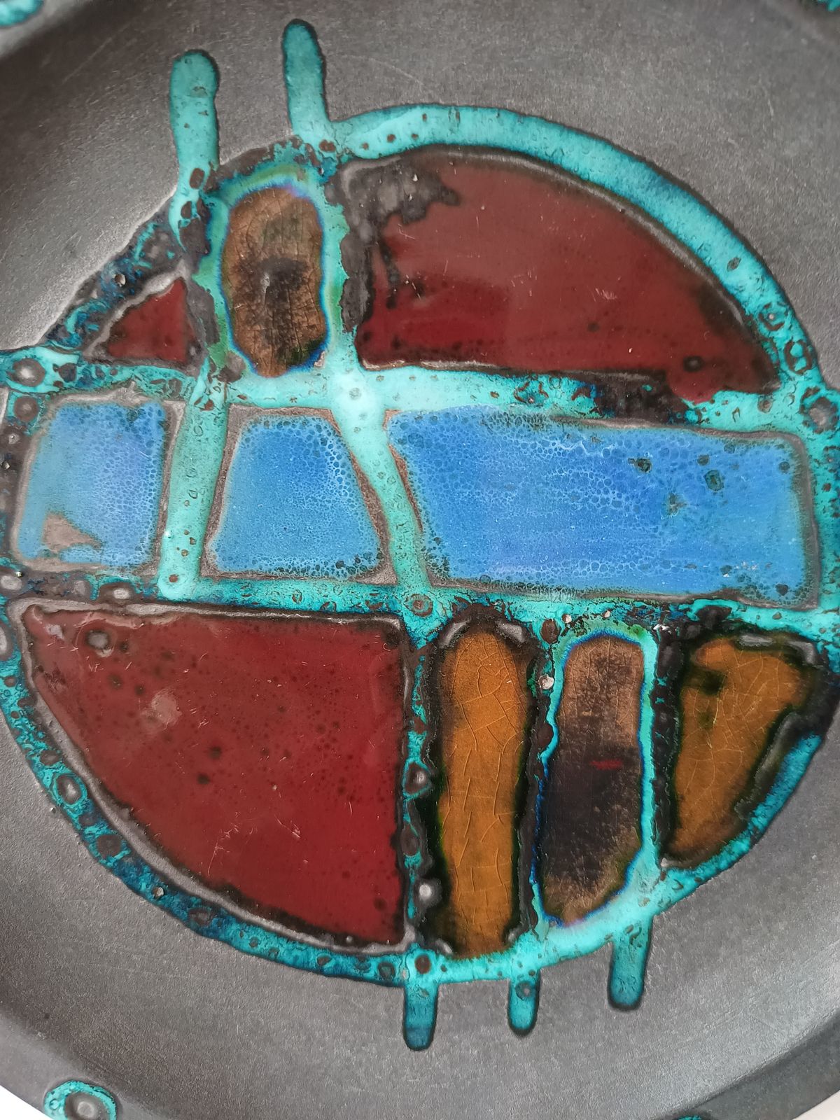 Handpainted Pottery Dish By Louis Yves Bonnet, Hyeres, France C1950 photo buy