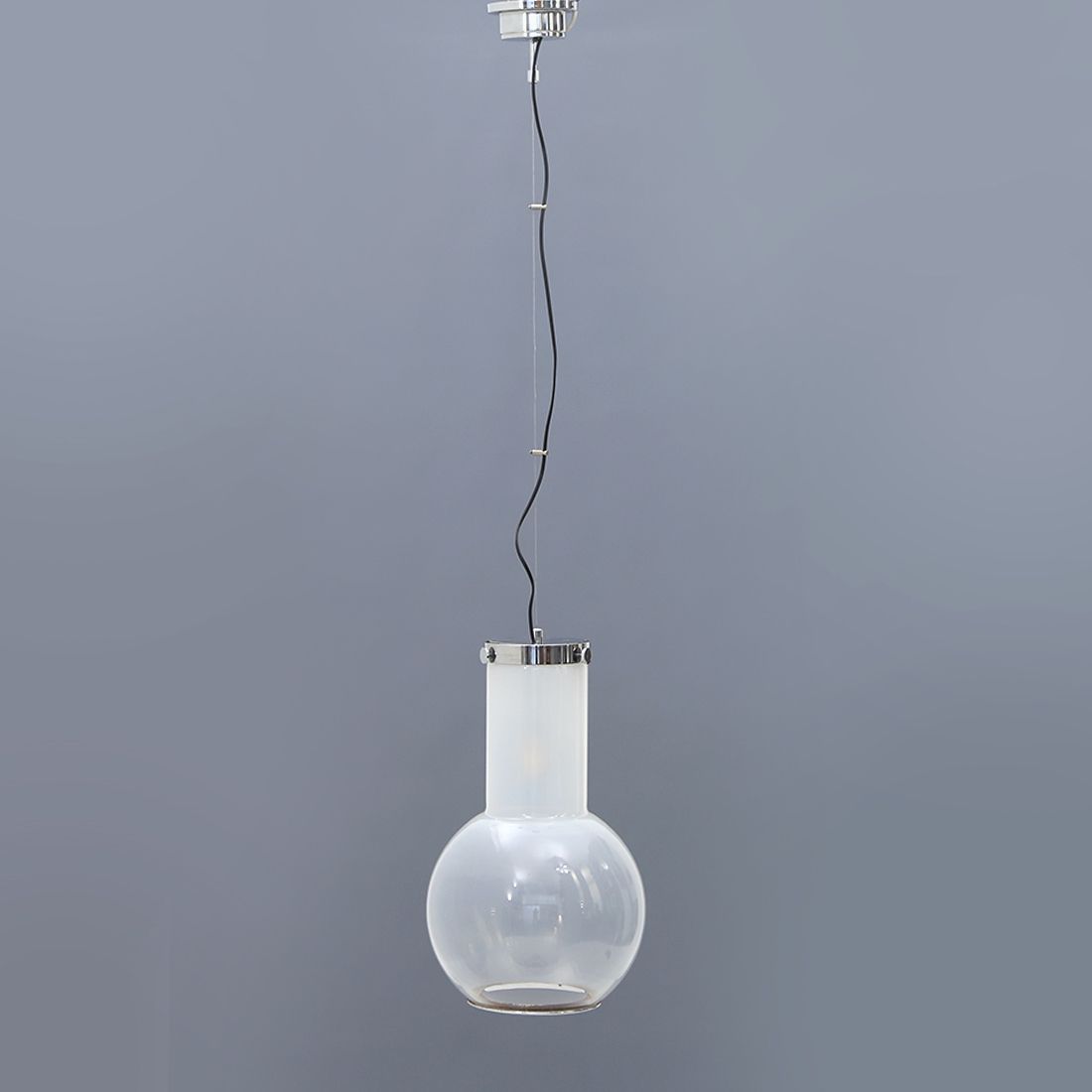 Glass And Chromed Metal Chandelier, 1970s photo buy