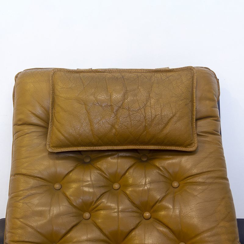 photo for sale Vintage Teak And Leather Danish Cantilever Armchair, 1970s
