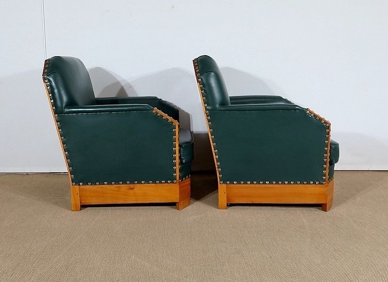 Pair Of Art Deco Armchairs In Solid Cherry, 1st Part Of The 20th Century photo 2832.5