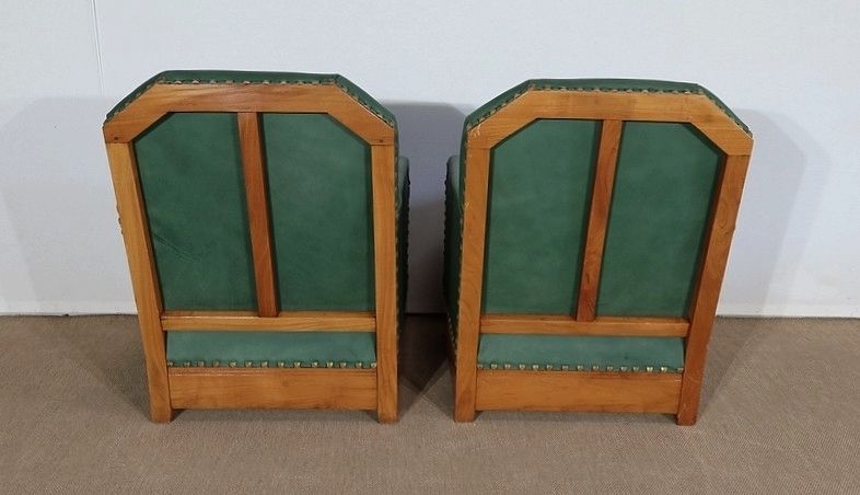 Pair Of Art Deco Armchairs In Solid Cherry, 1st Part Of The 20th Century photo Furniture