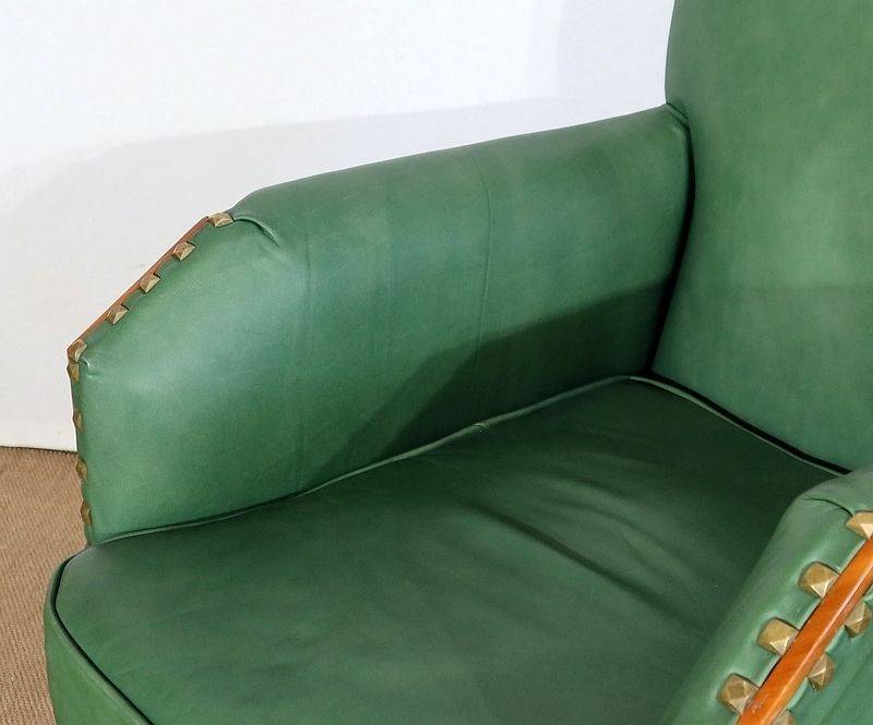 Pair Of Art Deco Armchairs In Solid Cherry, 1st Part Of The 20th Century photo vintage