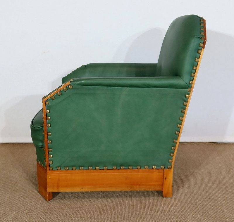 2832.5 Pair Of Art Deco Armchairs In Solid Cherry, 1st Part Of The 20th Century photo