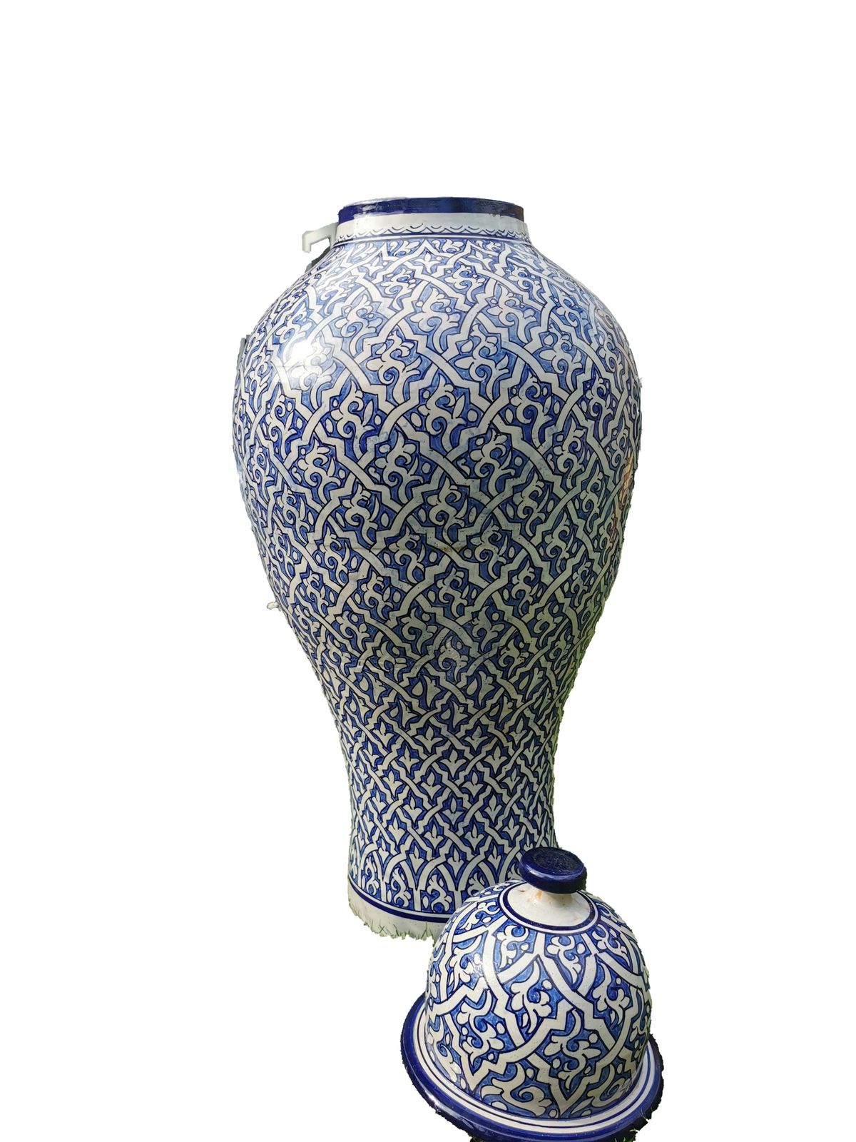 Antique Handmade Moroccan Vase. Large Pottery Blue Of Fez. Free Shipping To Uk. photo 2250.0
