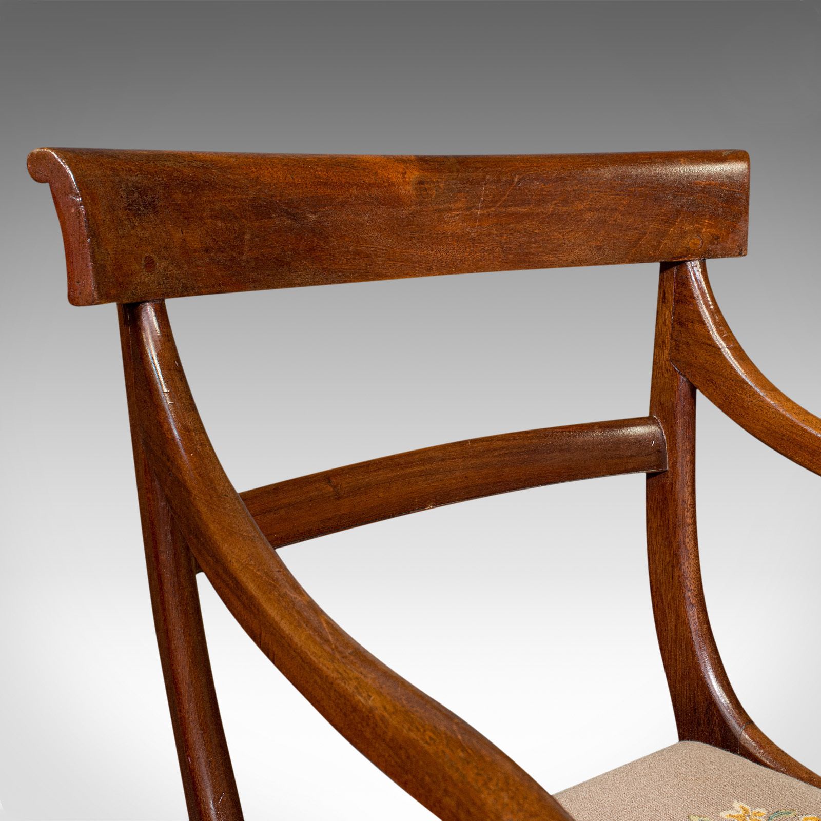 Antique Elbow Chair, English, Armchair, Needlepoint, Drop In Seat photo buy