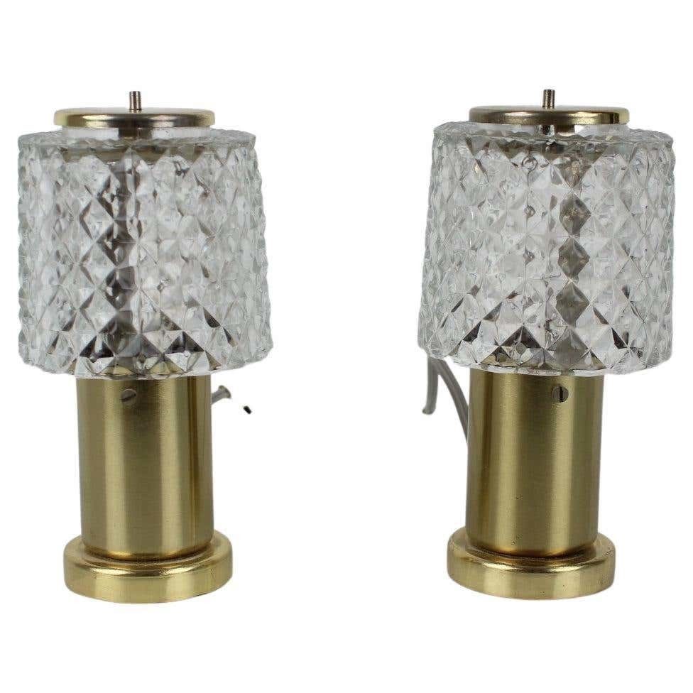 Midcentury Gold Table Lamps, Kamenický šenov, Preciosa, 1970s