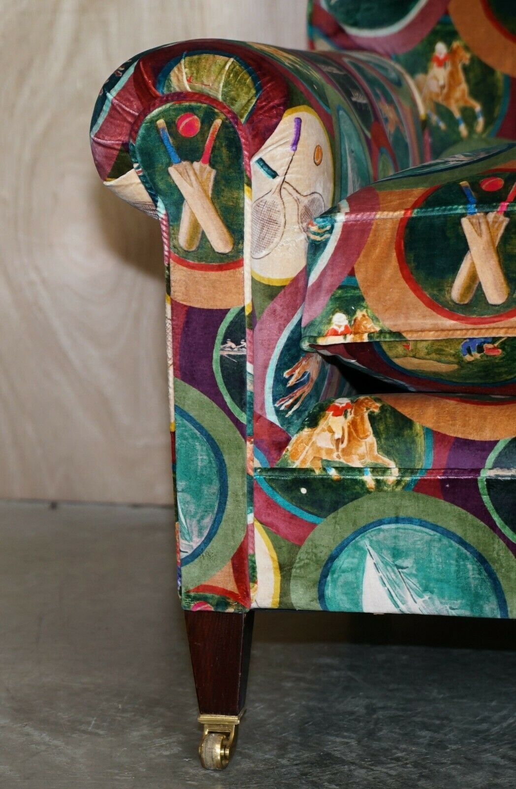 Pair Of New Mulberry Silk Velvet Sporting Life George Smith Scroll Arm Armchairs photo vinterior