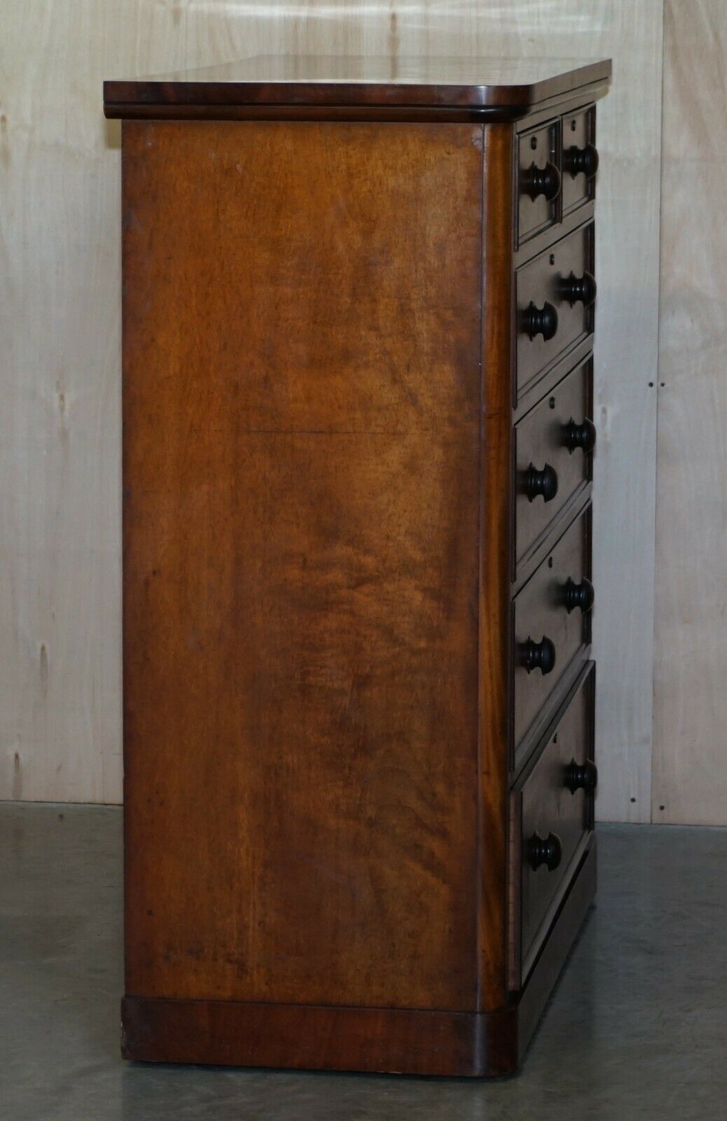 Antique Victorian Flamed Mahogany Two Over Four Chest Of Drawers Timber Patina photo vintage