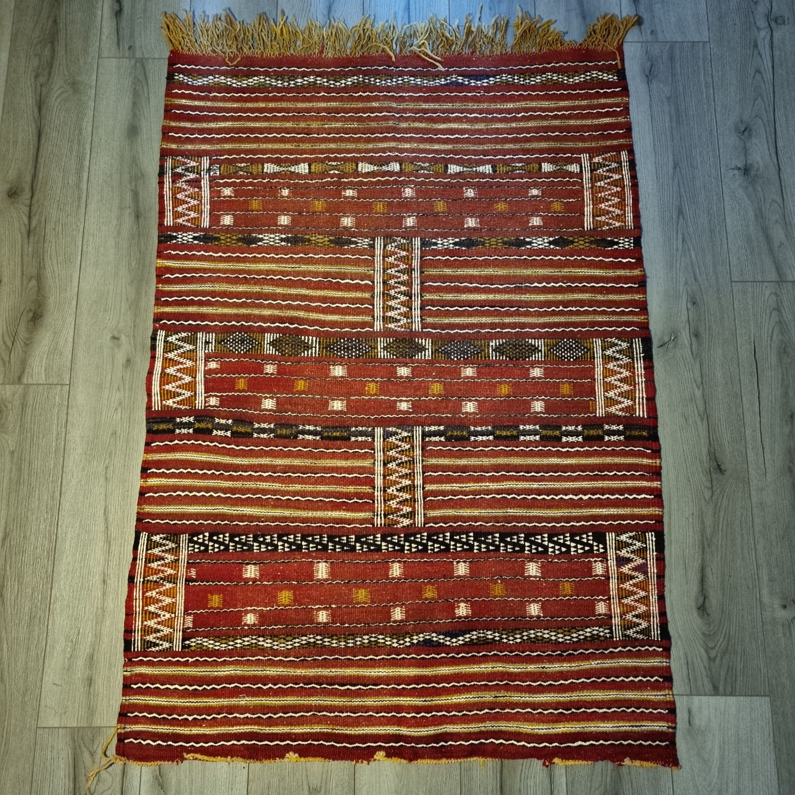 1980s Antique Handmade Moroccan Zemmour Rug   Red