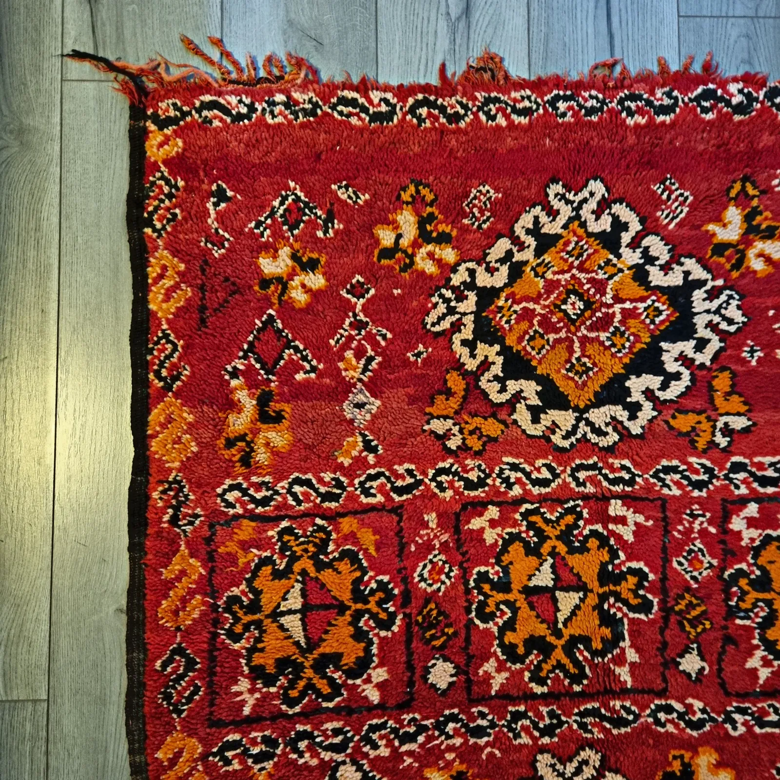 1980s Antique Handmade Moroccan Zemmour Rug   Red photo for sale